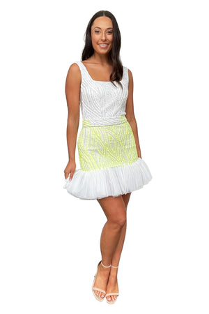 
                  
                    Beaded Citrus Mini Dress Formal Dress Hire Perth
                  
                