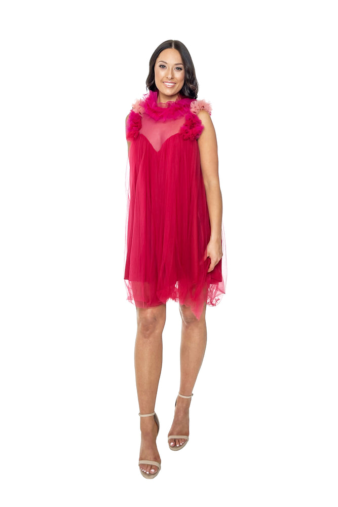 Red Ruffle Gown Boutique Dress Hire Perth