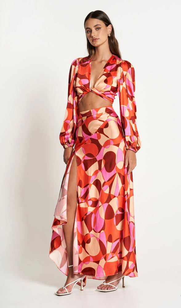 Serita Silk Crop and Midi Skirt Set Boutique Dress Hire Perth