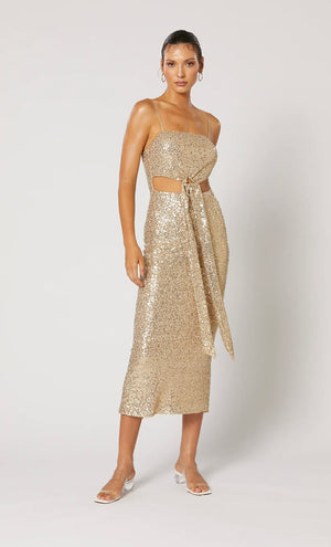
                  
                    Winona Valle Gold Midi Dress Boutique Dress Hire Perth 
                  
                